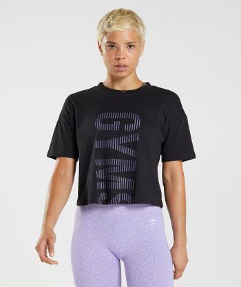 T Shirts Gymshark 315 Midi Mujer Negras Moradas | CO 2279UZG